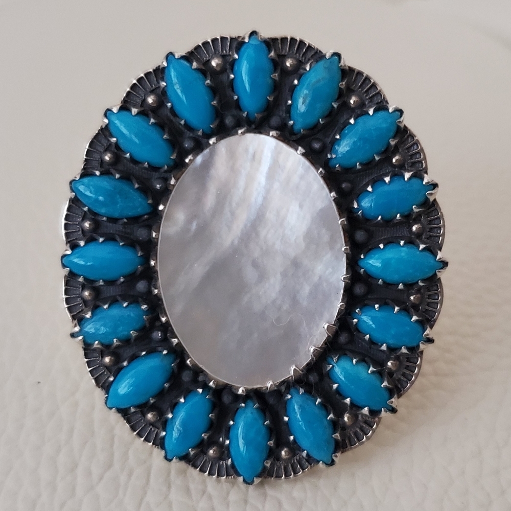Sterling Abalone Turquoise Ring